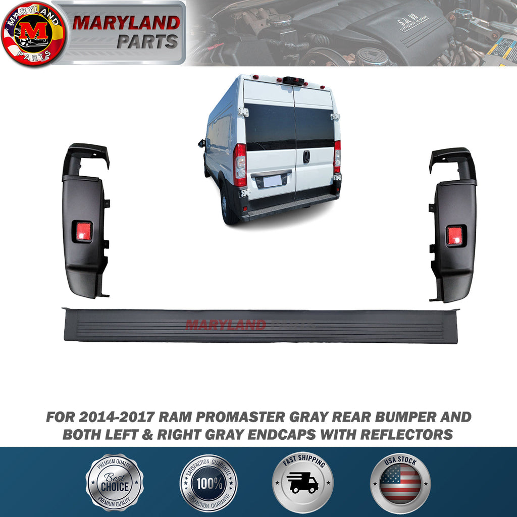 For 2014-2017 RAM Promaster Rear Bumper and Endcaps with Reflectors