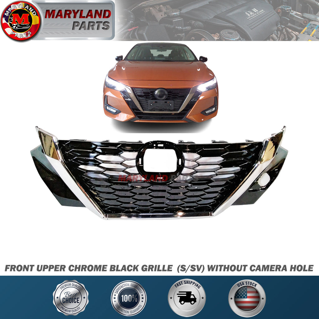 Premium Quality for 2020-2021 Nissan Sentra Front Upper Chrome Grill Grille