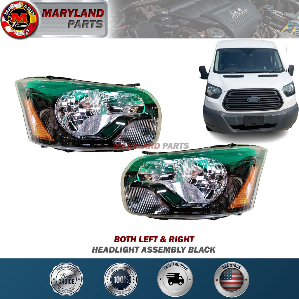 For 2015-2023 Ford Transit  150 250 350 Both Left & Right Headlight Black
