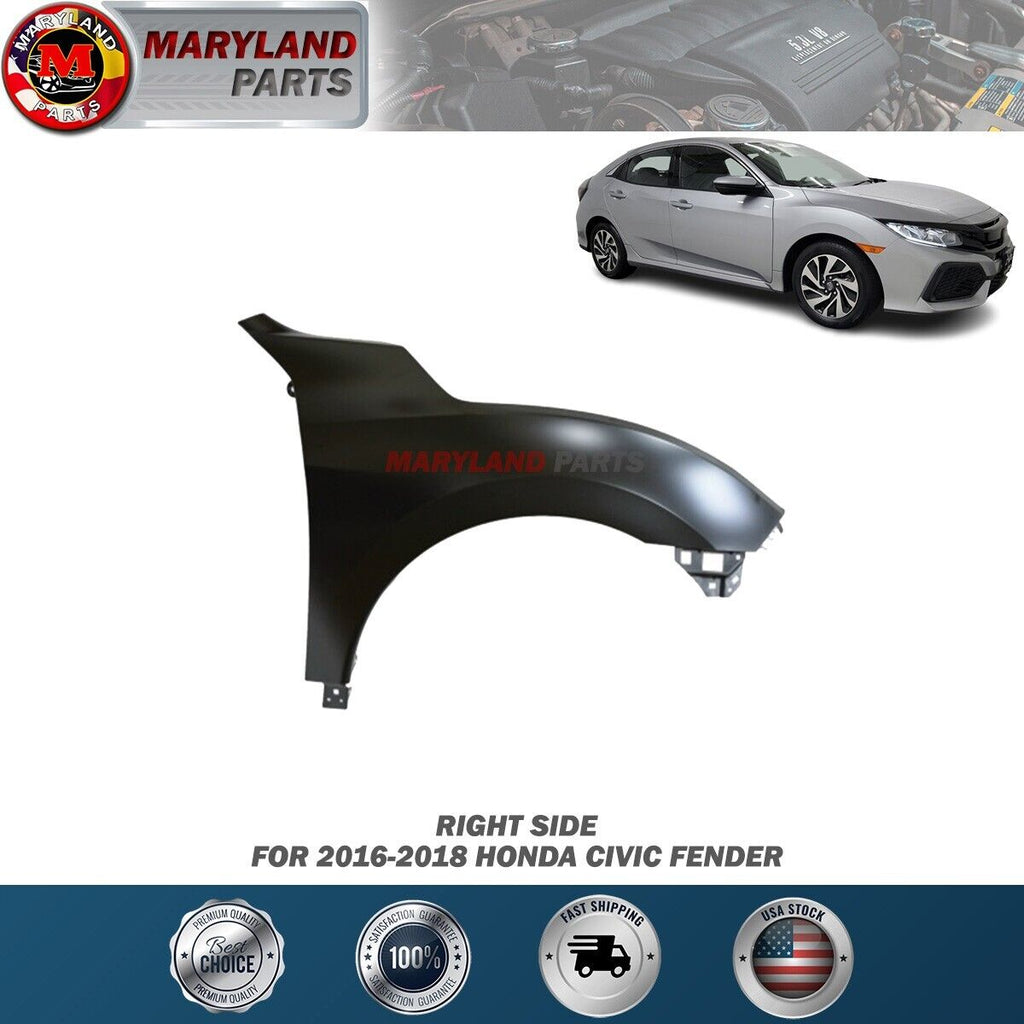 For 2016-2018 Honda Civic Primed Fender Passenger Side RH