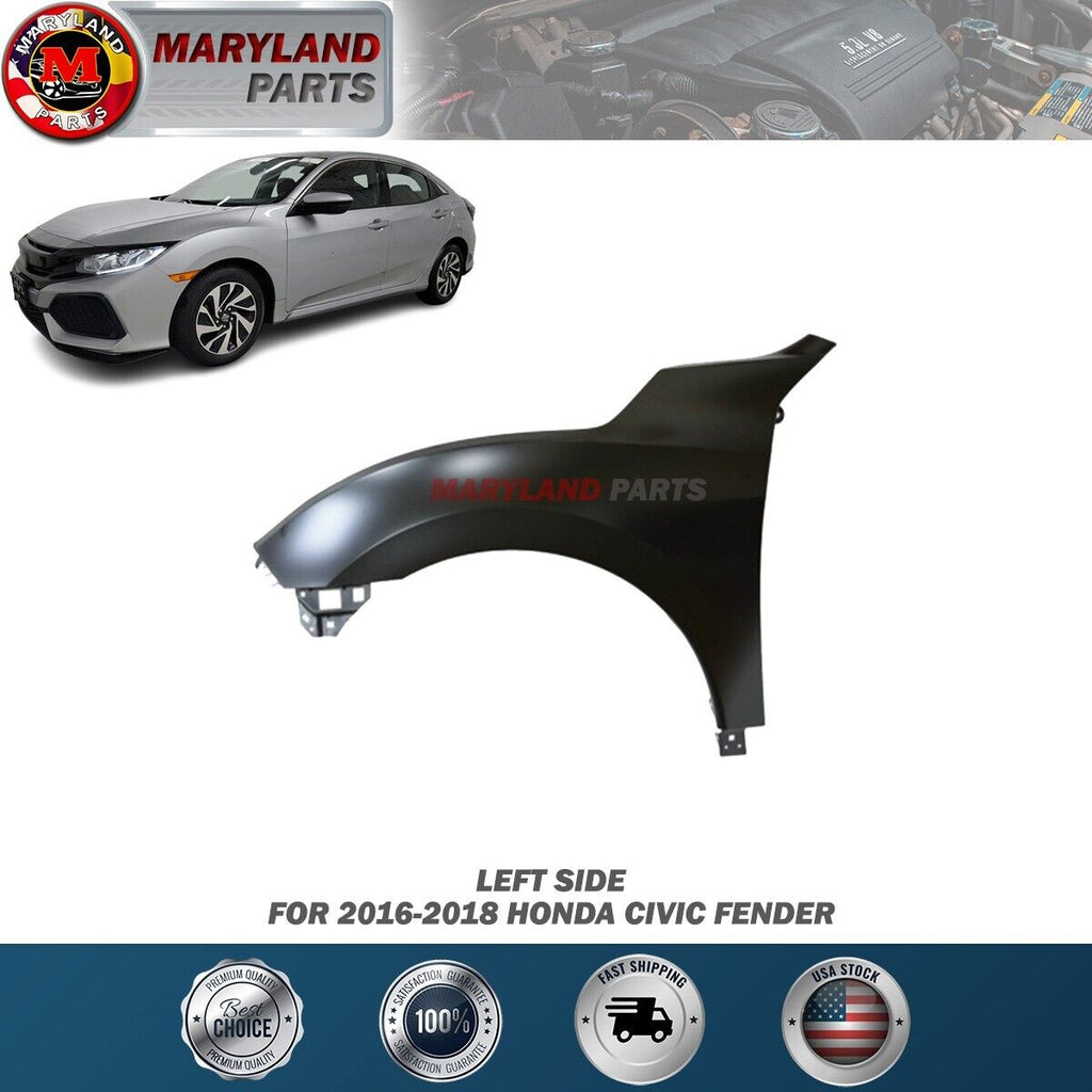 For 2016-2018 Honda Civic Primed Fender Driver Side LH