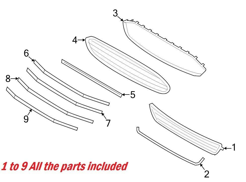 For 2013-2016 Ford Fusion Chrome Upper & Lower Front Radiator Grille Kit