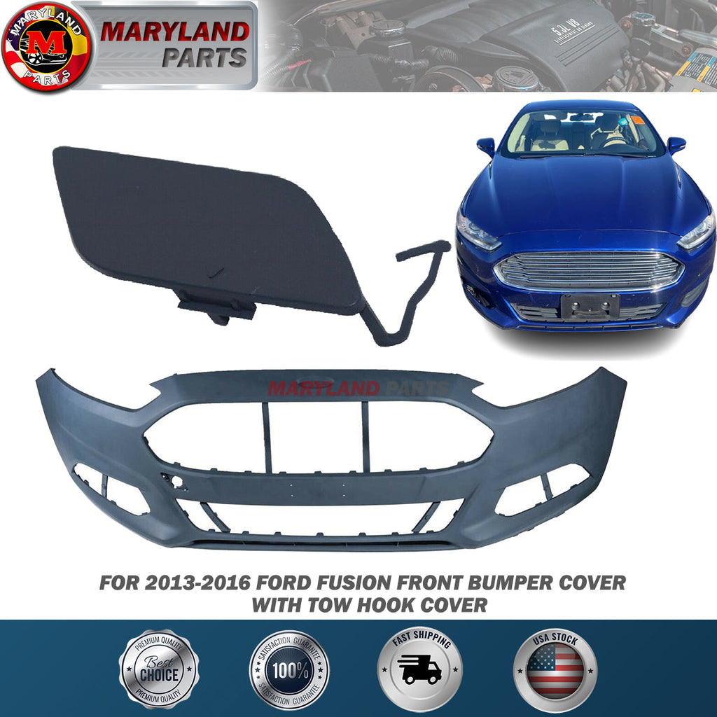 For 2013-2016 Ford Fusion Front Bumper Cover W/ tow hook cover