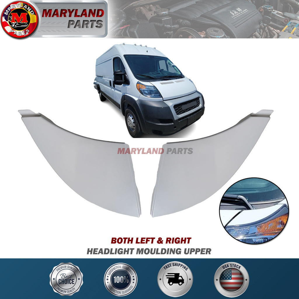 For 2014-2022 RAM Promaster Both Left & Right Headlight Moulding Upper Primed
