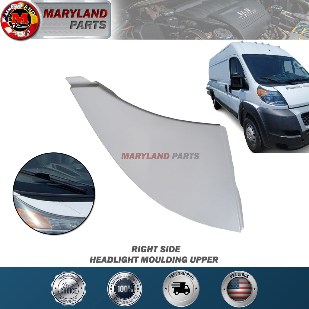 For 2014-2022 RAM Promaster Right Headlight Moulding Upper Primed Passenger