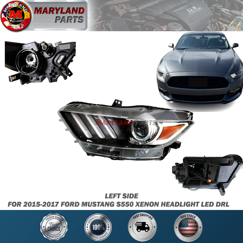For 2015-2017 Ford Mustang Driver Side S550 Xenon Headlight LED DRL Left Lamp