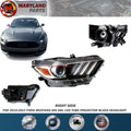 For 2015-2017 Ford Mustang HID DRL LED Tube Projector Black Headlight Passenger