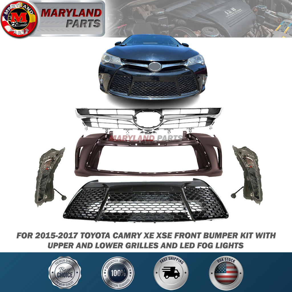 For 2015-2017 Toyota Camry XE XSE Front Bumper kit with Upper and Lower Grilles