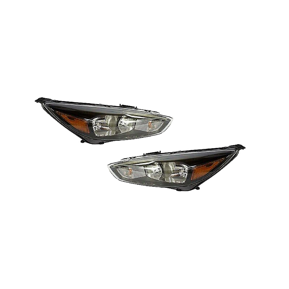 For 2015-2018 Ford Focus Both Left & Right Halogen Black with LED DRL Headlight