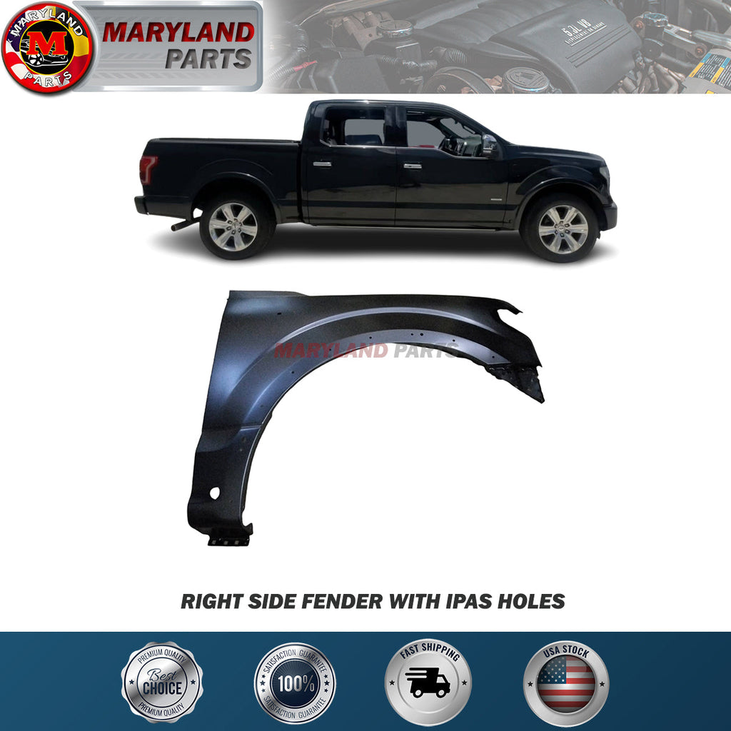 For 2015-2020 Ford F150 Aluminium With IPAS Holes Fender Passenger Side RH