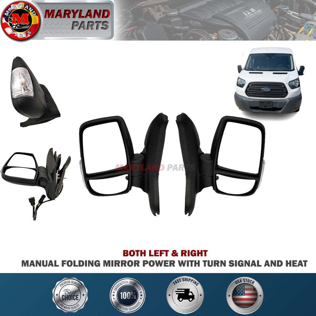 For 2015-2022 Ford Transit Left & Right Side Mirror Power With Turn Signal And