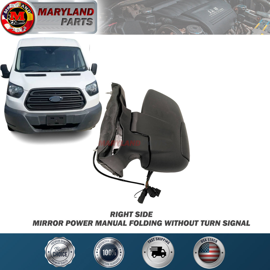 For 2015-2022 Ford Transit Right Side Power Manual Folding Mirror Without Turn