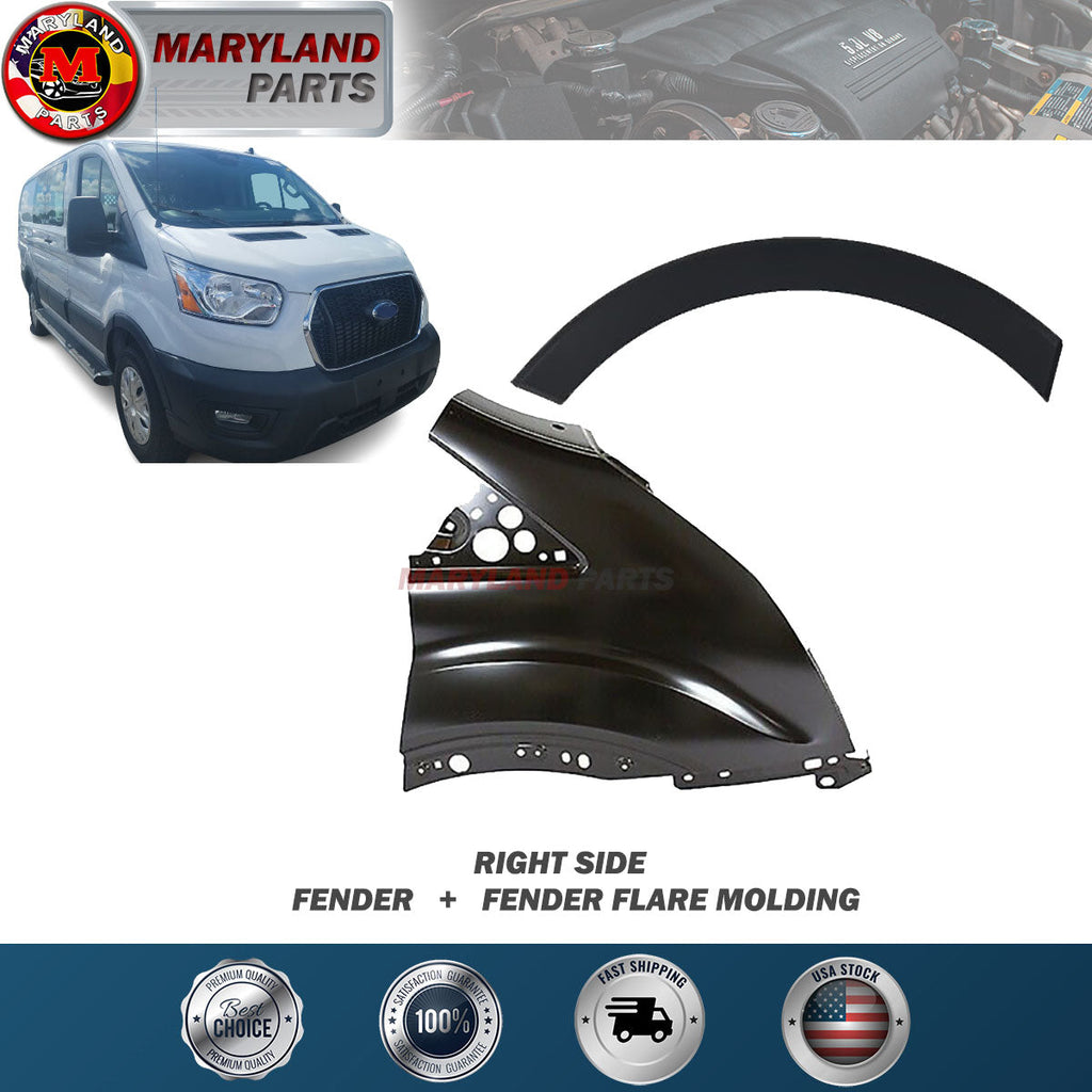 For 2015-2019 Ford Transit 150 250 350 Right Side Fender And Fender Flare