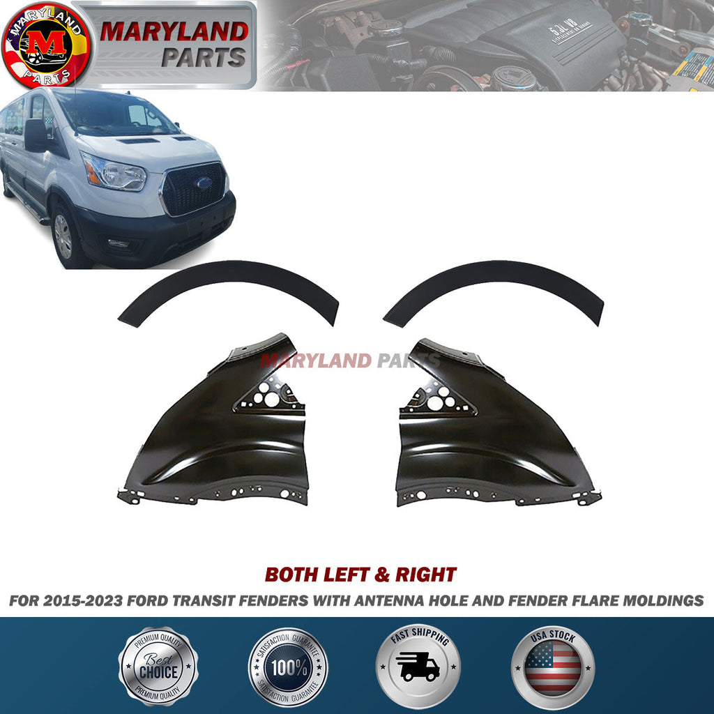 For 2015-2023 Ford Transit Both Left & Right Fenders With Antenna Hole and