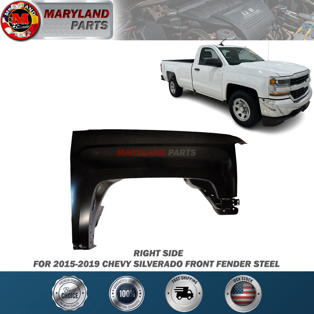 For 2015-2019 Chevy Silverado Steel Front Right Fender Passenger Side RH