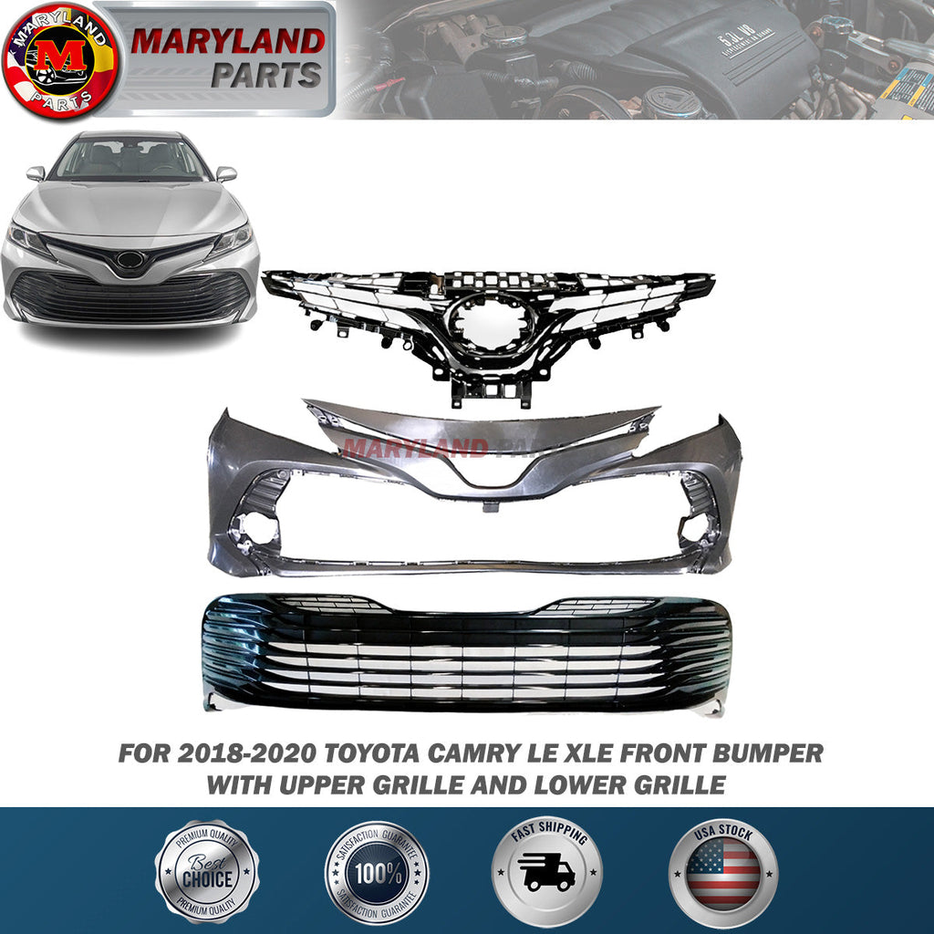 For 2018-2020 Toyota Camry LE XLE Front Bumper with Upper Grille and Lower
