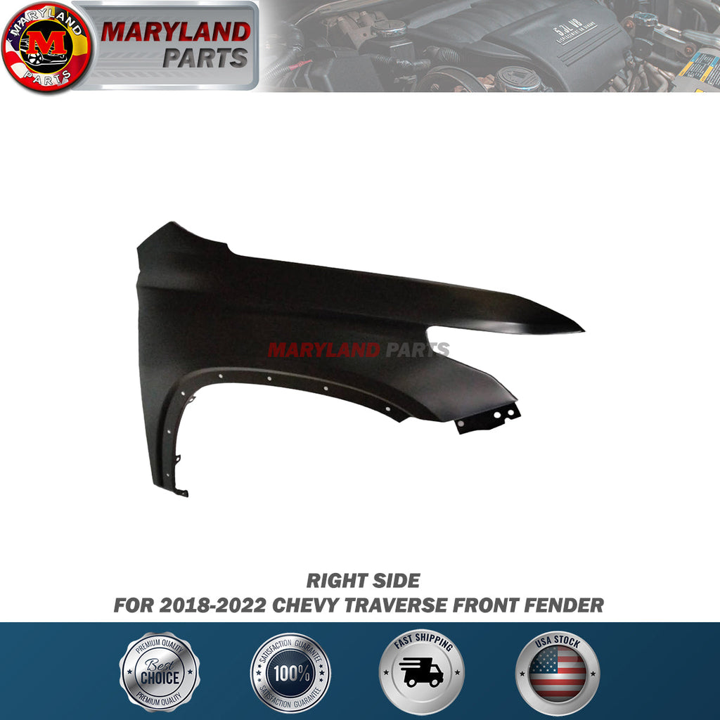 For 2018-2022 Chevy Traverse Right Front Fender Passenger Side RH