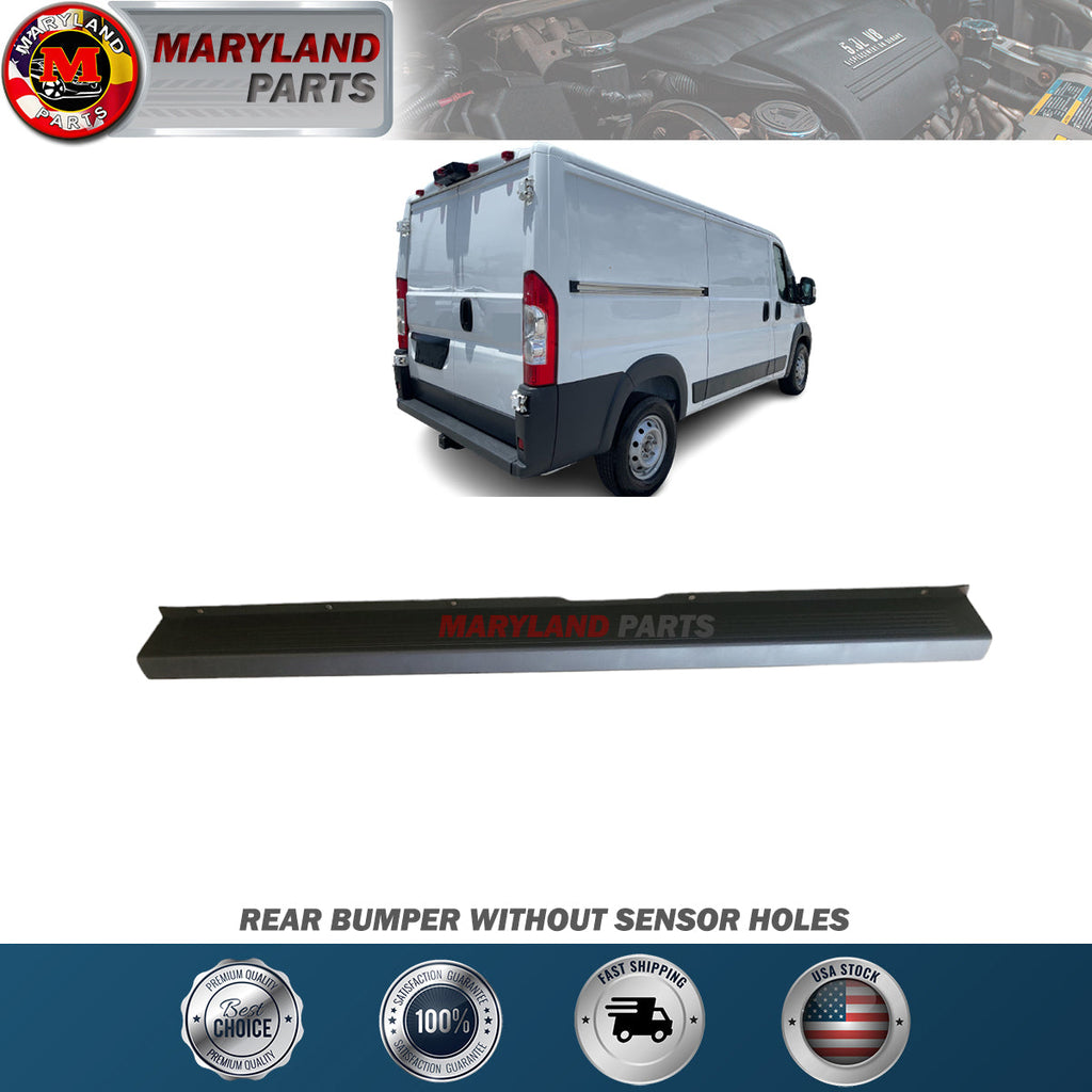 For 2018-2022 RAM Promaster Black Rear Bumper Without Sensor Holes