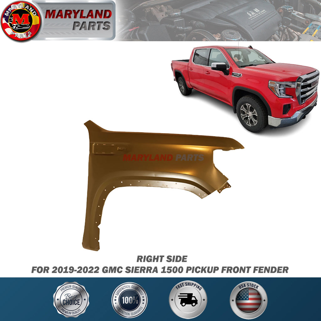 For 2019-2022 GMC Sierra 1500 Pickup Right Front Fender Passenger Side RH