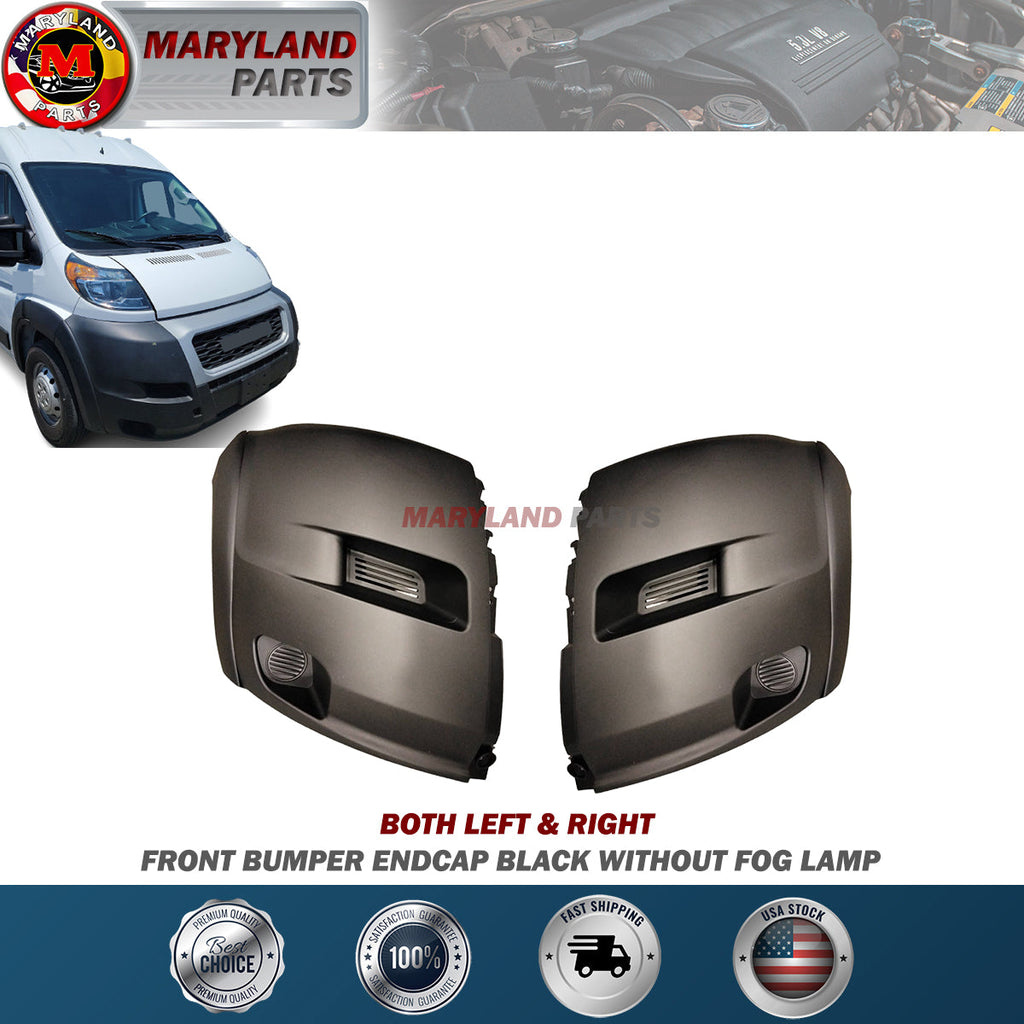 For 2019-2022 RAM Promaster Front Both Left & Right Bumper Endcap Black Without