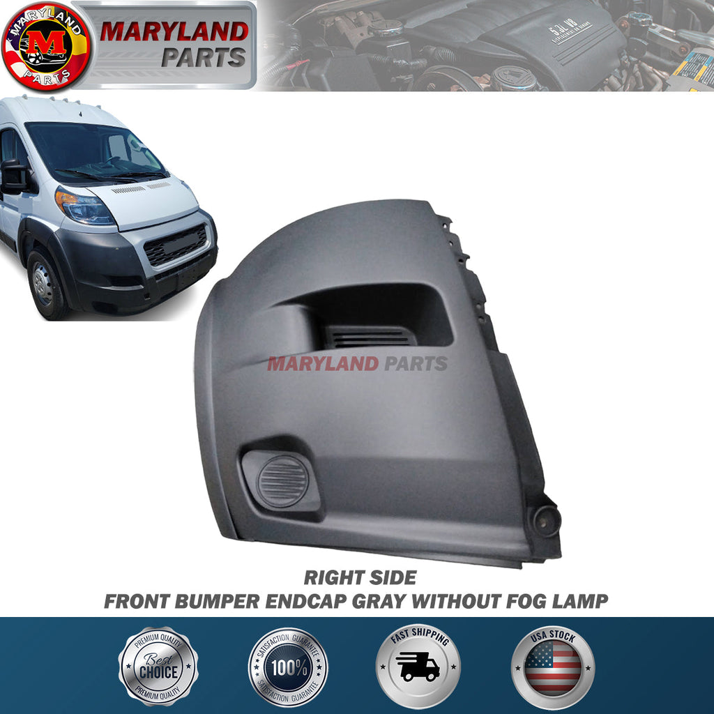 For 2014-2018 RAM Promaster Front Right Bumper Endcap Gray Without Fog Lamp