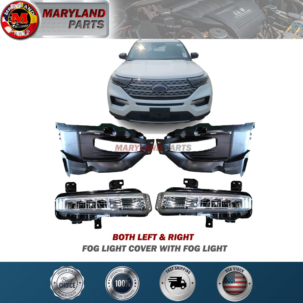 For 2020-2022 Ford Explorer Both Left & Right Fog Light Cover With Fog Light