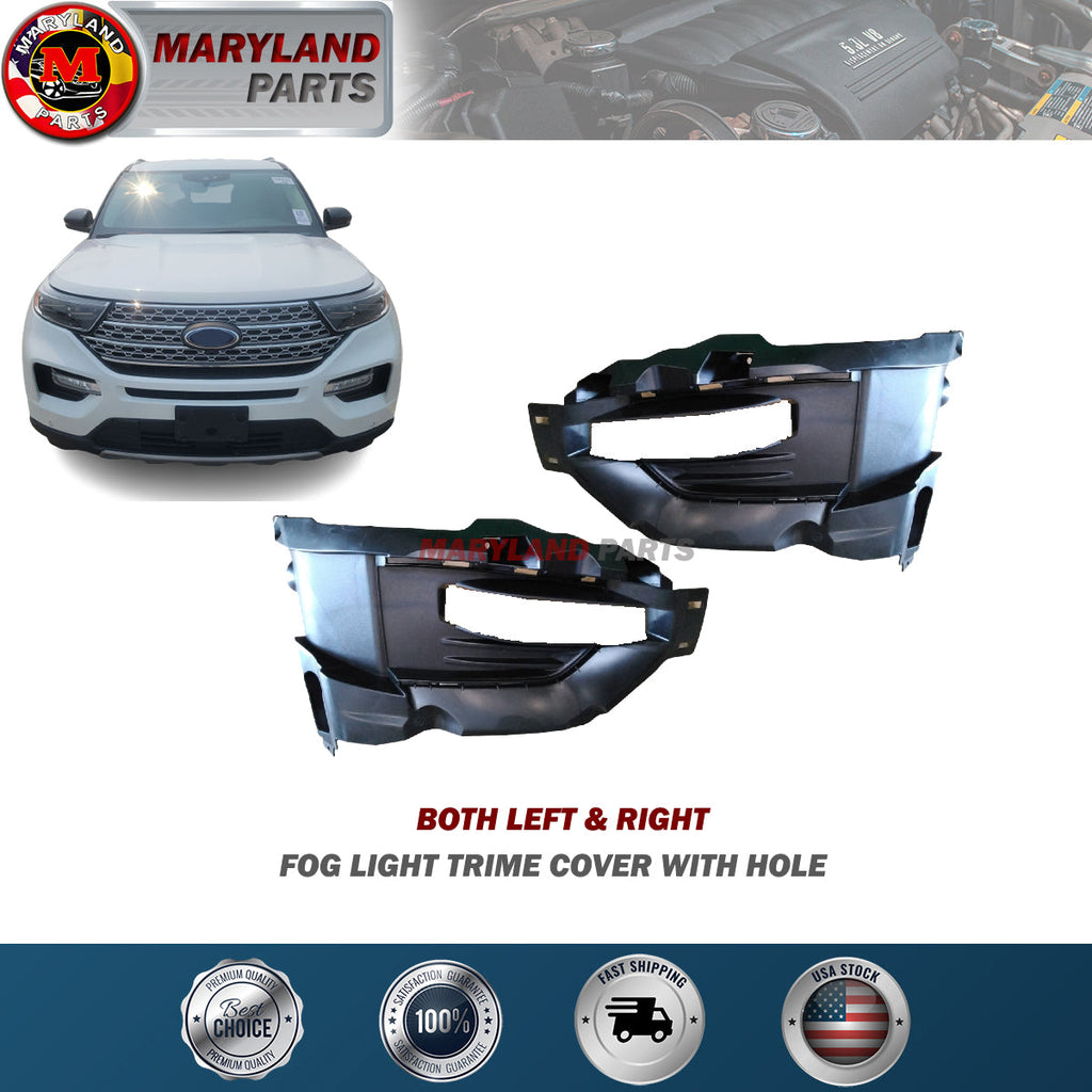 For 2020-2022 Ford Explorer Both Left & Right Fog Light Trime Cover With Hole