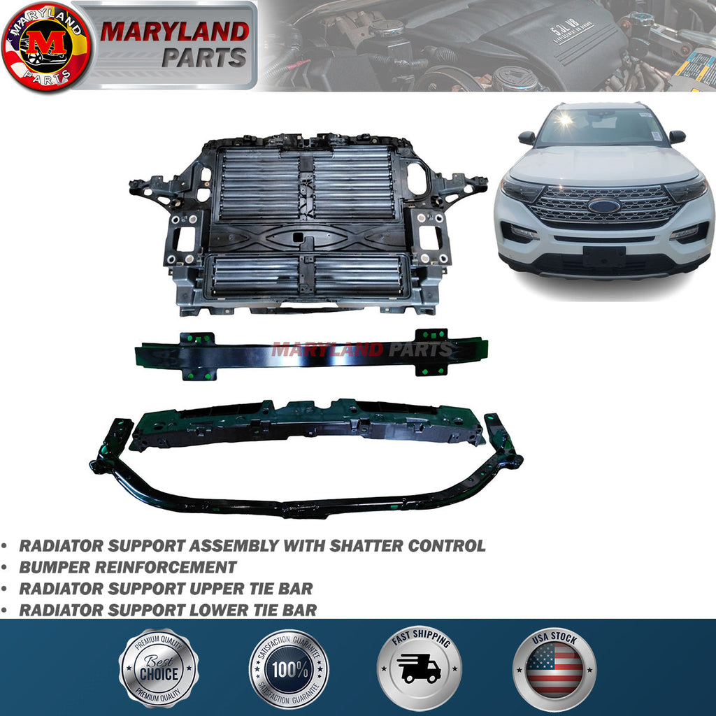 For 2020-2022 Ford Explorer Radiator Shatter with Upper and Lower Tie Bar with