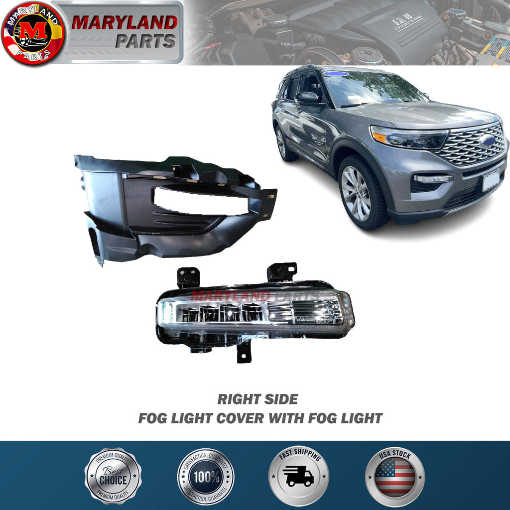 For 2020-2022 Ford Explorer Right Fog Light Cover With Fog Light Passenger Side