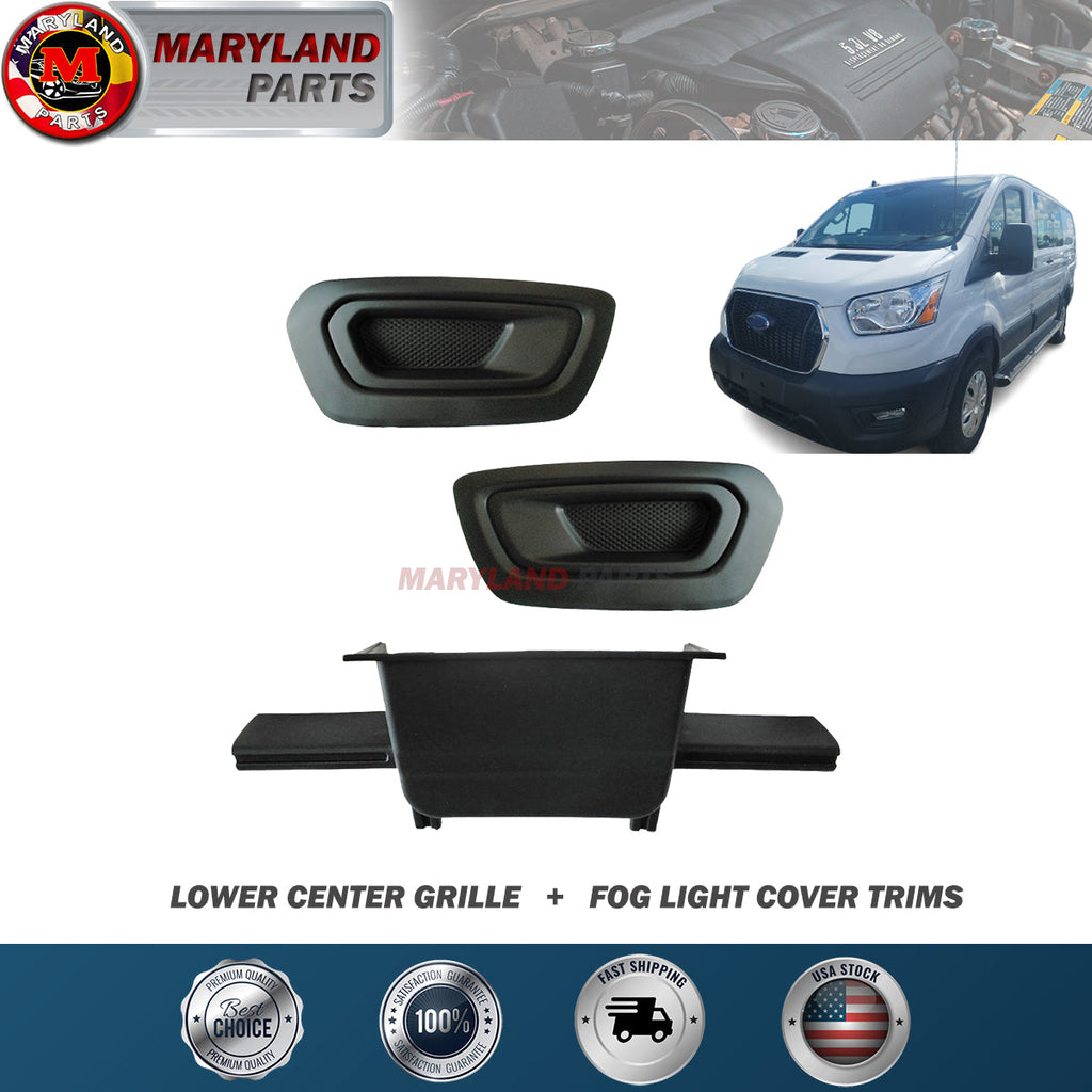 For 2020-2023 Ford Transit Lower Center Grille with Fog Light Cover Trims