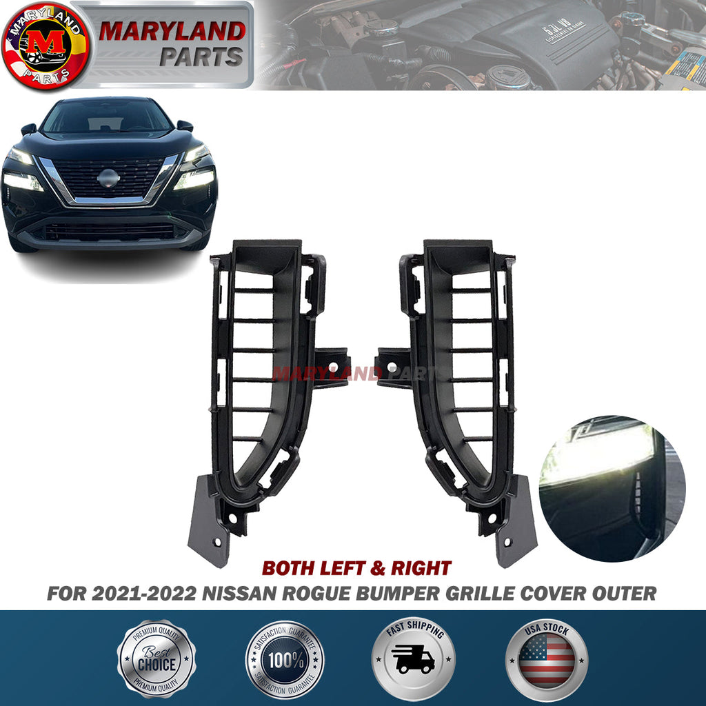 For 2021-2022 Nissan Rogue Both Left & Right Bumper Grille Cover Outer