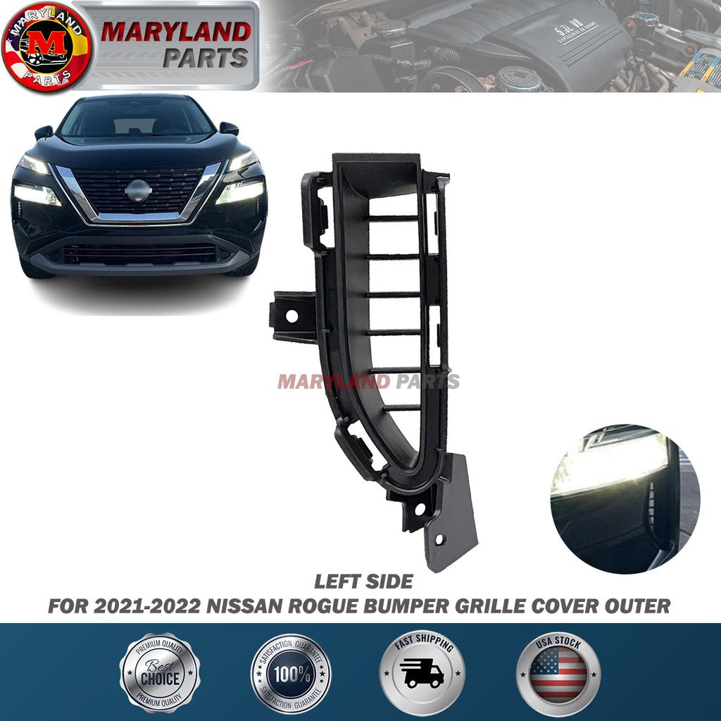 For 2021-2022 Nissan Rogue Left Bumper Grille Cover Outer Driver Side LH