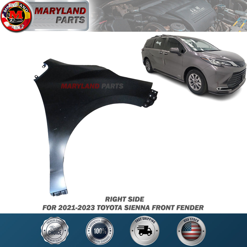 For 2021-2023 Toyota Sienna Right Front Fender Passenger Side RH