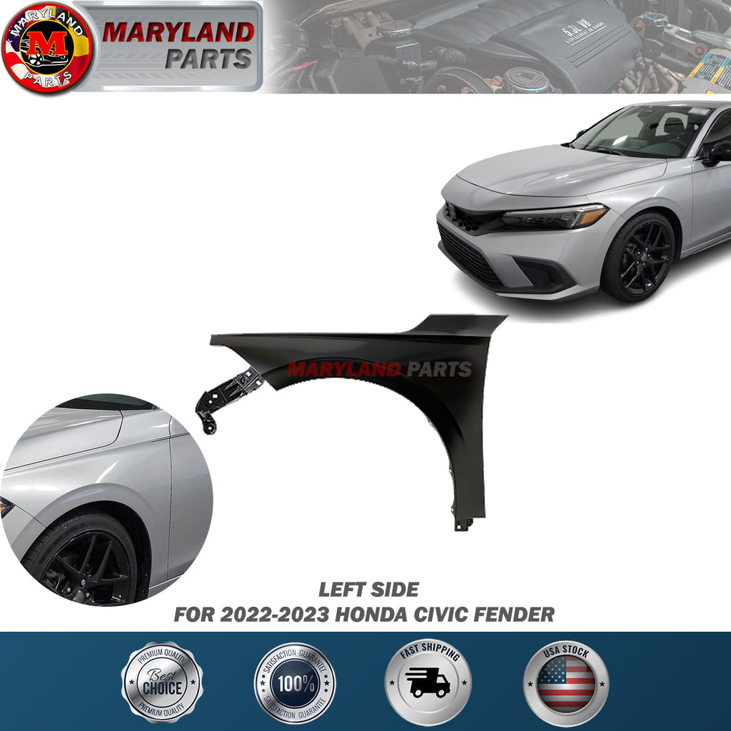 For 2022-2023 Honda Civic Primed Fender Driver Side LH