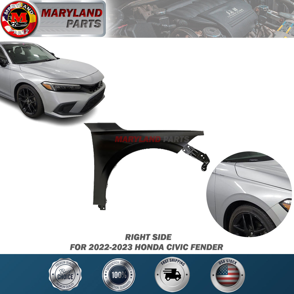 For 2022-2023 Honda Civic Primed Fender Passenger Side RH