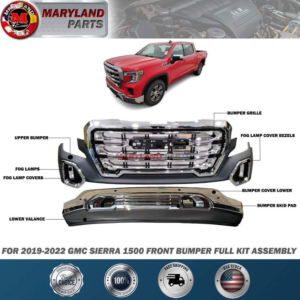 For 2019-2022 GMC Sierra 1500 Front Bumper Full Kit Assembly