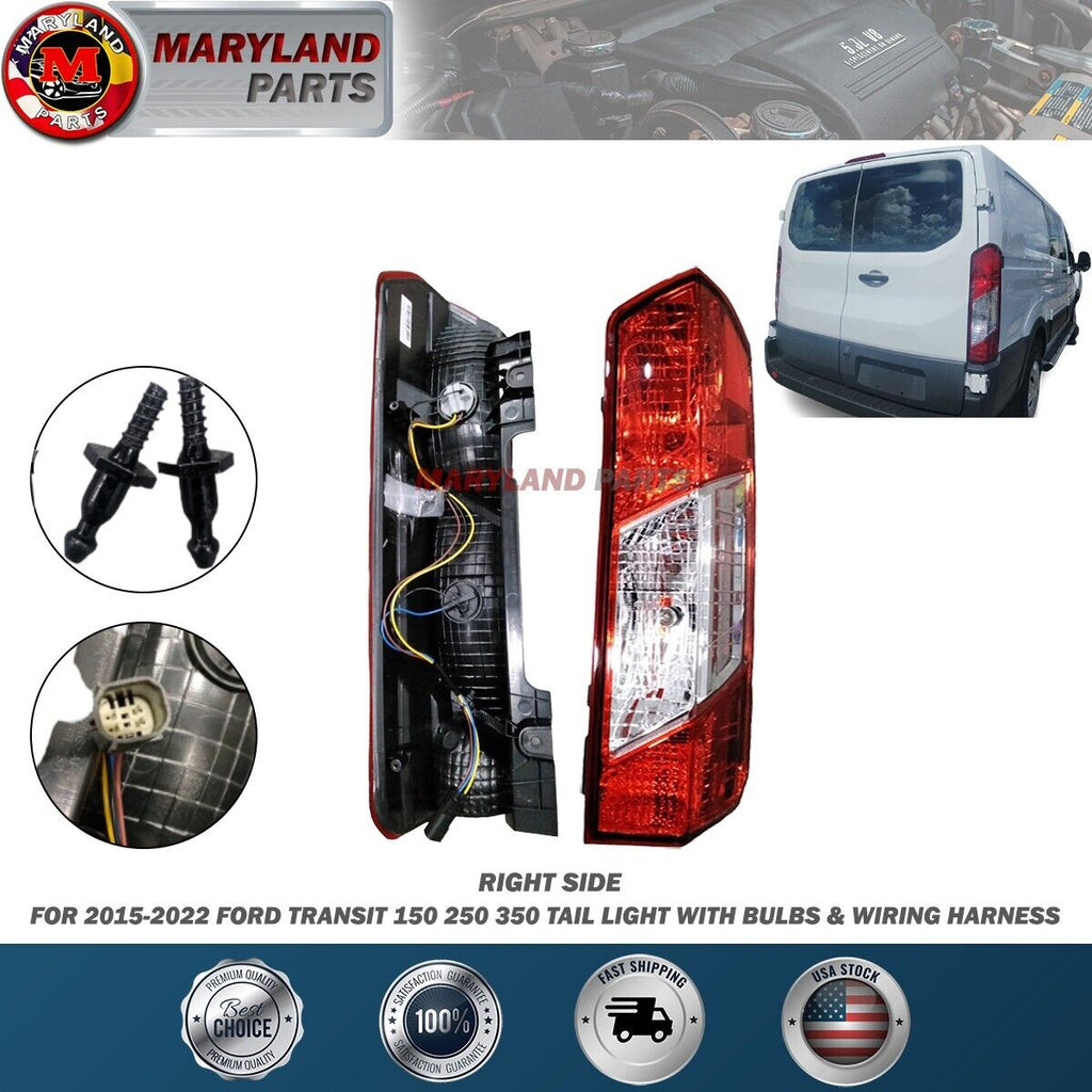 For 2015-2019 Ford Transit 150-250-350 Tail Light Cargo Van and Bus Tail Lamp, Rear Lights (Right Passenger Side)