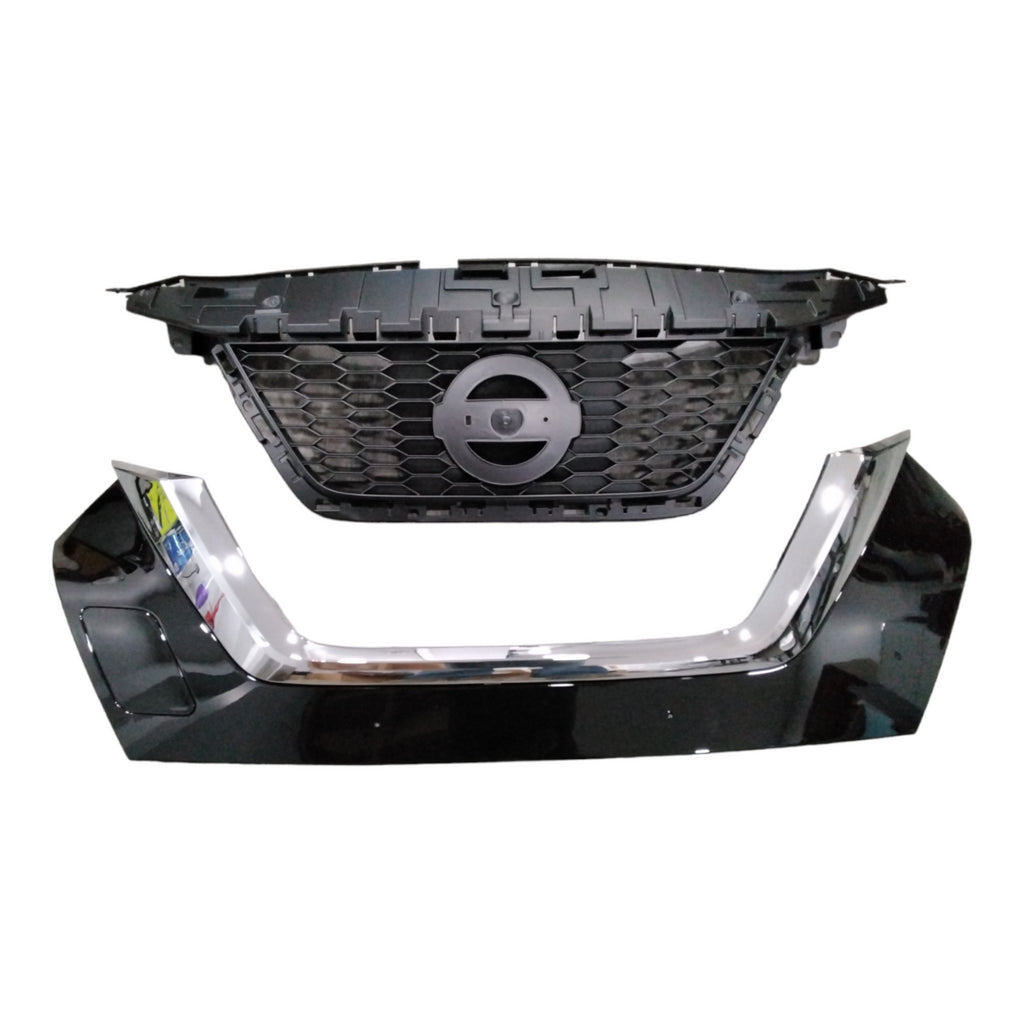 For 2020-2023 Nissan Versa Upper Grille and Lower Grille with Chrome Molding