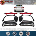 For 2018-2022 Honda Accord Bumper Cover Exhaust Hole Trims with Bracket and Reflectors