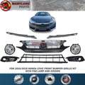 For 2016-2018 Honda Civic Front Bumper Grille Kit with Fog Lamp and Covers