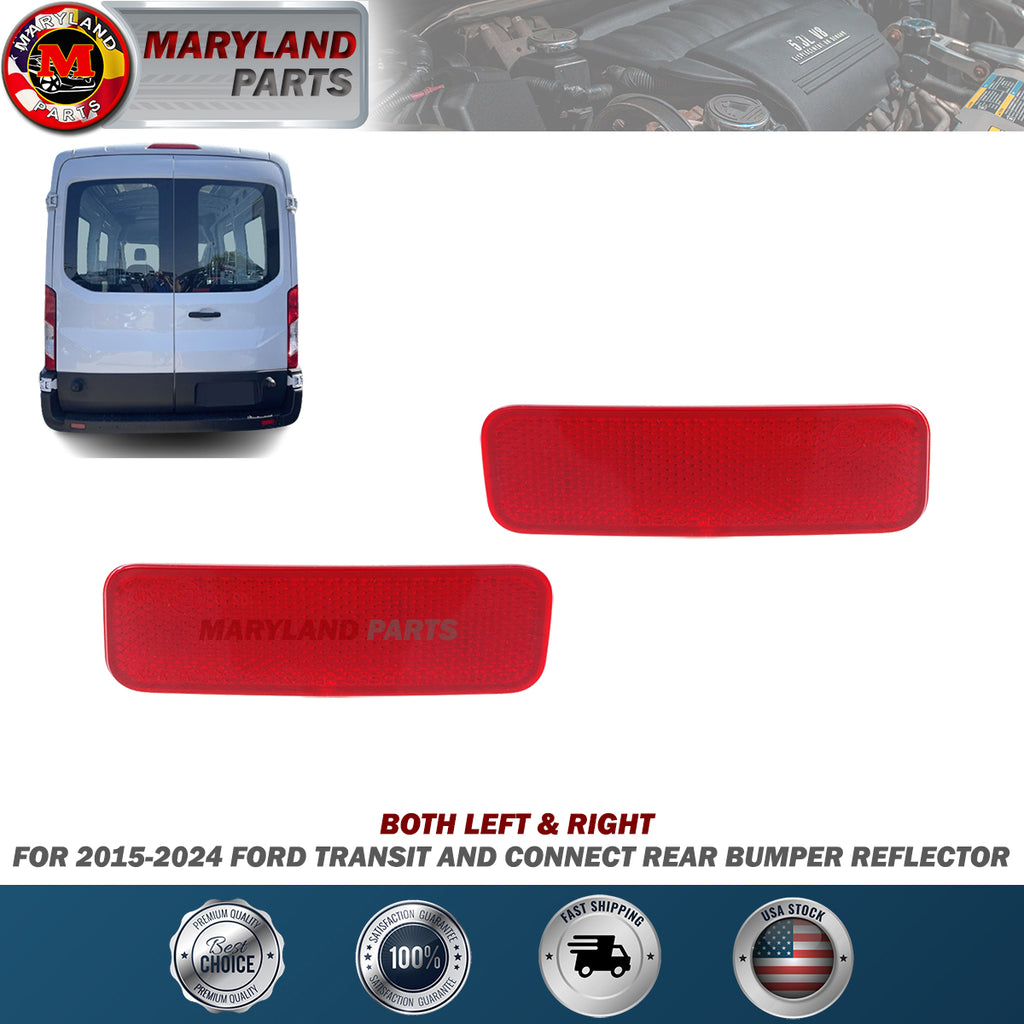 For 2015-2024 Ford Transit and Connect Both Left & Right Rear Bumper Reflector