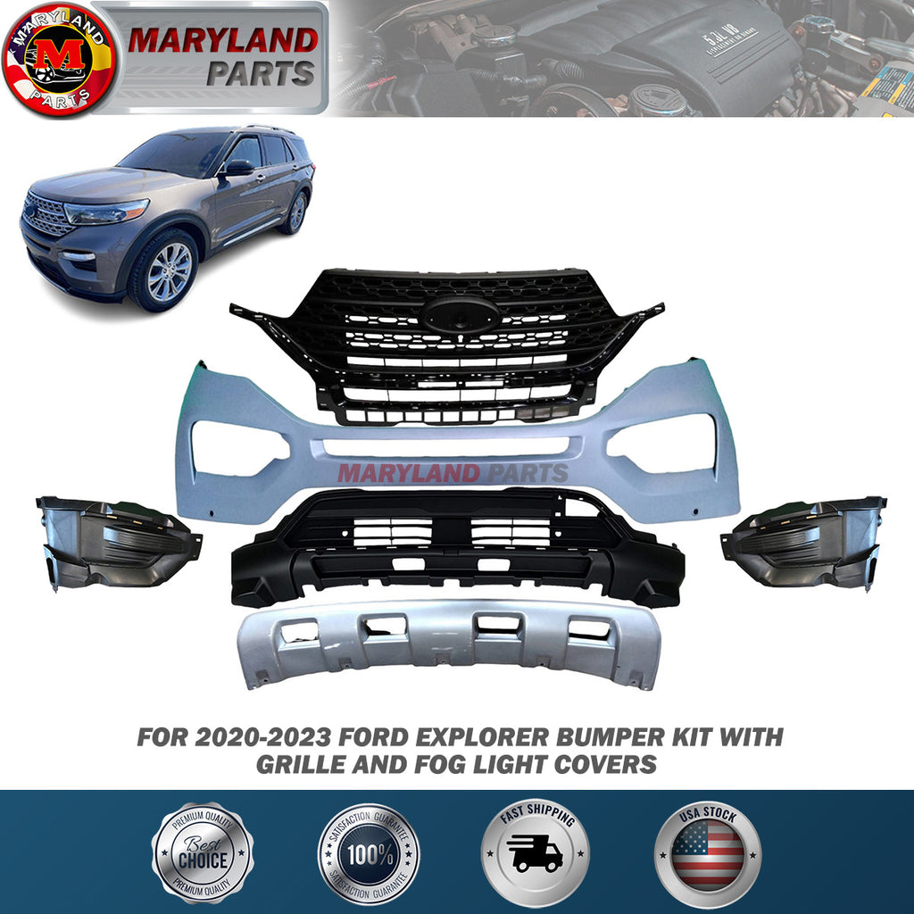 For 2020-2022 Ford Explorer Bumper kit with Grille and Fog Light Covers