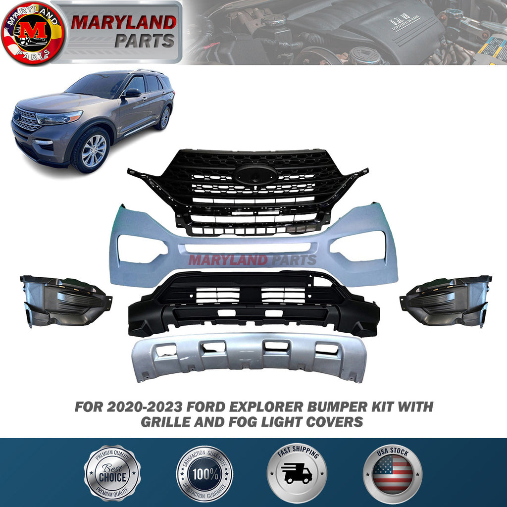For 2020-2023 Ford Explorer Bumper kit with Grille and Fog Light Covers