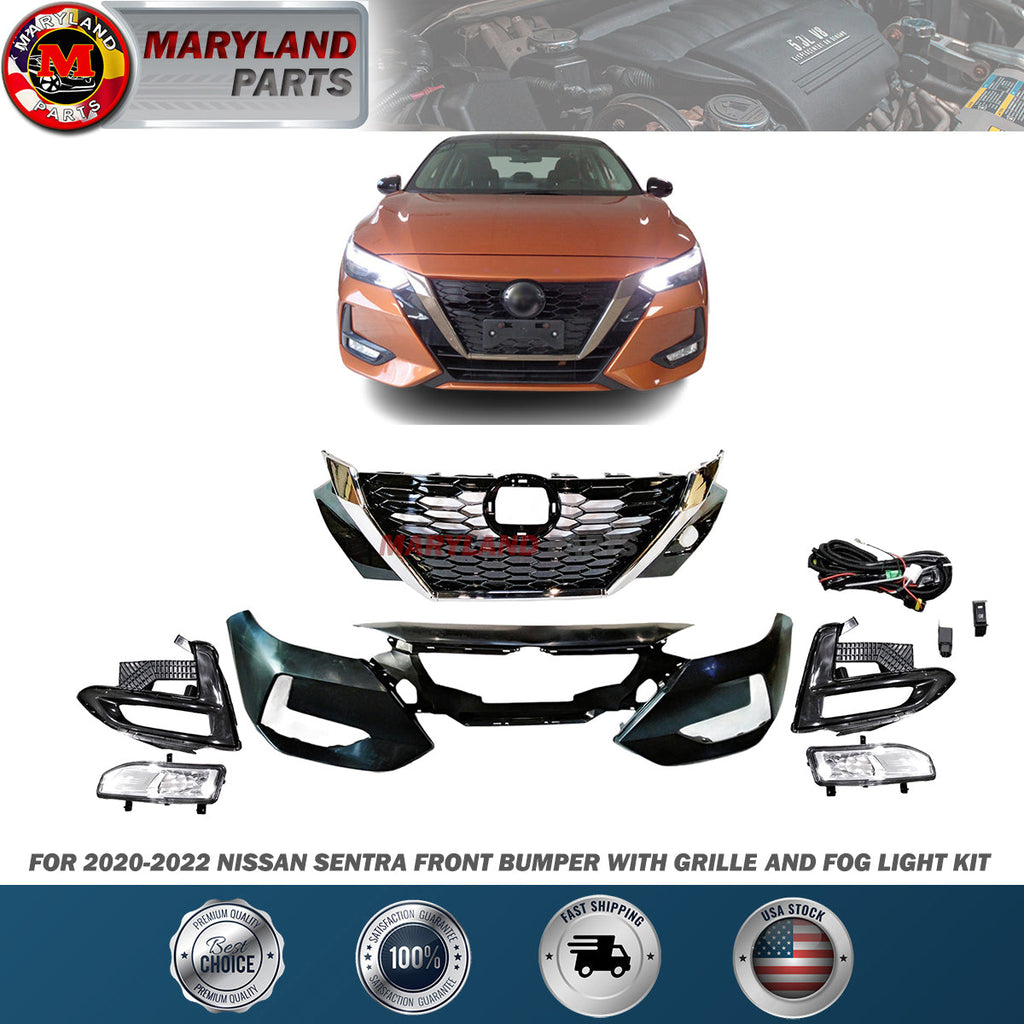 For 2020-2022 Nissan Sentra Front Bumper with Grille and Fog Light Kit