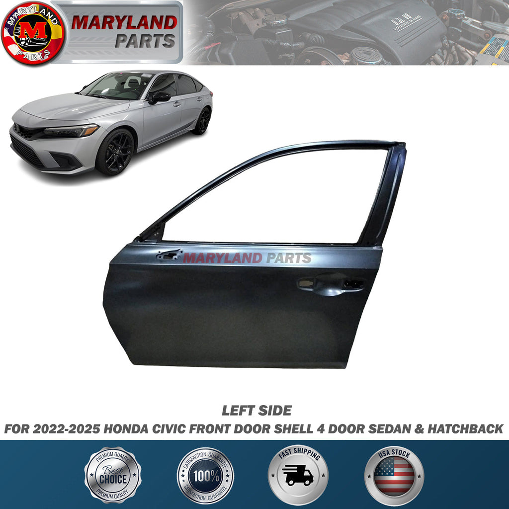 For 2022-2025 Honda Civic Left Front Door Shell 4 Door Sedan & Hatchback