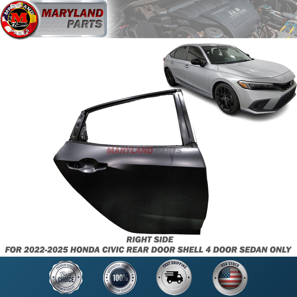 For 2022-2025 Honda Civic Right Rear Door Shell 4 Door Sedan Only