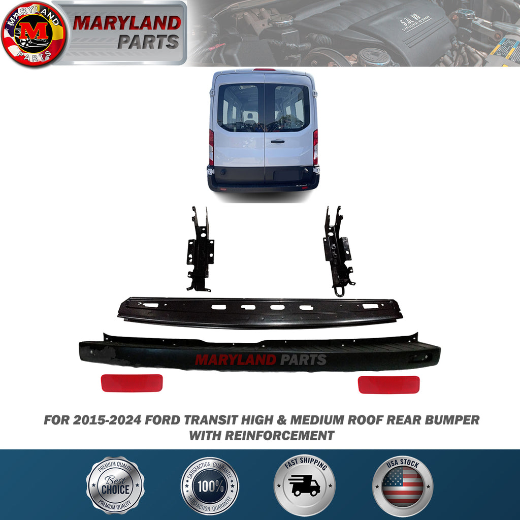 For 2015-2024 Ford Transit High & Medium Roof Rear Bumper with Reinforcement