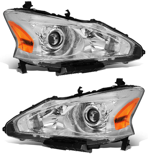 For 2013-2015 Nissan Altima Headlights Headlamps Pair Chrome Housing