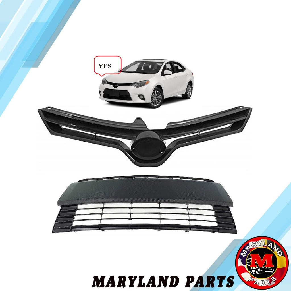 For 2014-2016 Toyota Corolla L LE Front Bumper Lower And Upper Grilles