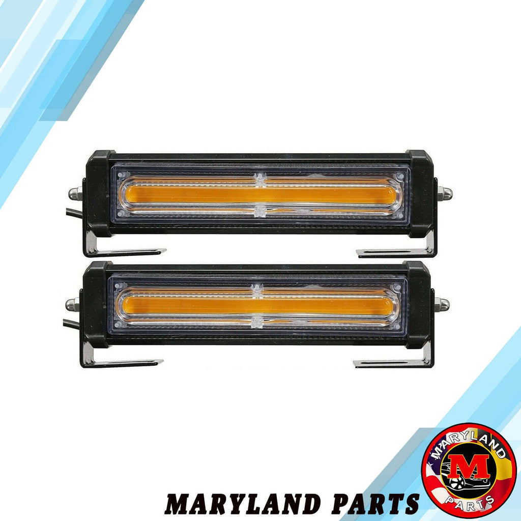 2X Amber LED Emergency Warning Strobe Lights Bars Deck Dash Grill Truck